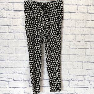 RED Valentino black tie waist bow print pants